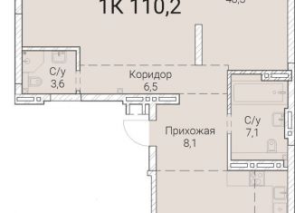 Продается однокомнатная квартира, 110.2 м2, Новосибирская область, Овражная улица, 2А