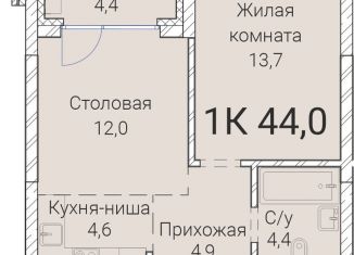 Продаю однокомнатную квартиру, 44 м2, Новосибирск, Овражная улица, 2А, метро Заельцовская