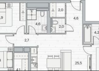 Трехкомнатная квартира на продажу, 91.4 м2, Москва, Береговой проезд, 3, ЖК Береговой