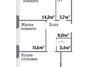 2-комнатная квартира на продажу, 59 м2, Челябинск, ЖК Ньютон, Комсомольский проспект, 143