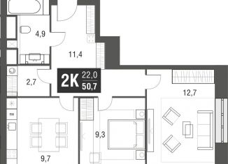 2-ком. квартира на продажу, 50.7 м2, Москва, проезд Серебрякова, 11-13к1, район Свиблово