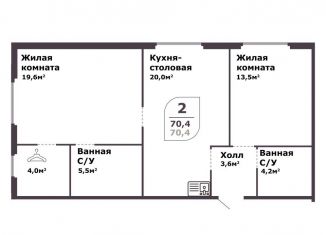2-комнатная квартира на продажу, 70.4 м2, посёлок Терема