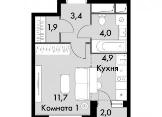 Квартира на продажу студия, 26.9 м2, посёлок Развилка, ЖК Римский