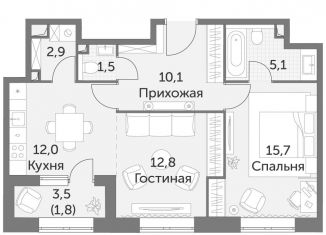 Продажа двухкомнатной квартиры, 61.9 м2, Москва, ЖК Режиссёр