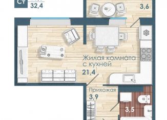 1-комнатная квартира на продажу, 28.8 м2, Новосибирск, метро Площадь Маркса