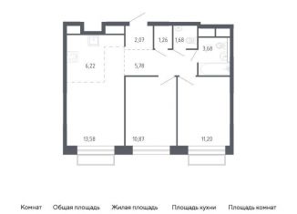 Двухкомнатная квартира на продажу, 56.3 м2, Балашиха, жилой квартал Новоград Павлино, к6