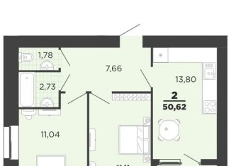 Продам двухкомнатную квартиру, 49.4 м2, Рязань