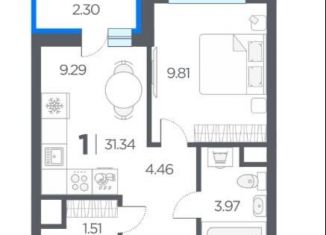 Продам 1-комнатную квартиру, 31.3 м2, Рязанская область
