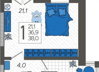 Продажа 1-комнатной квартиры, 37.8 м2, Сочи, ЖК Летний, улица Искры, 88лит3