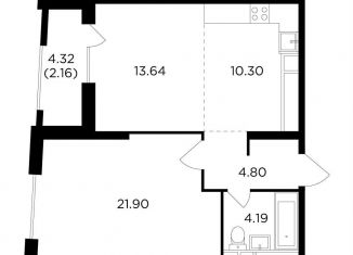 Продается 1-комнатная квартира, 59 м2, Москва, улица Петра Алексеева, 14, станция Рабочий Посёлок