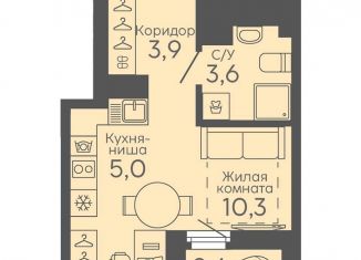 Квартира на продажу студия, 24 м2, Екатеринбург, Октябрьский район, Новосинарский бульвар, 6