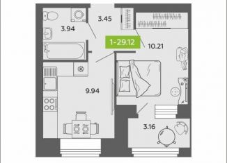 Продается однокомнатная квартира, 29.1 м2, Архангельск, Октябрьский округ