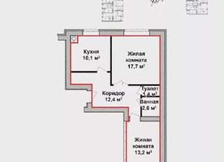 Продаю двухкомнатную квартиру, 59.2 м2, Нижегородская область, микрорайон Красногорка, 21к2