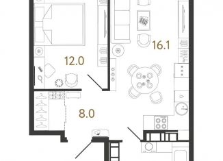 Продам 1-комнатную квартиру, 42 м2, Санкт-Петербург, Фрунзенский район