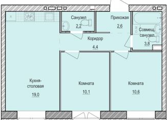 Продаю 2-ком. квартиру, 52.7 м2, село Первомайский, жилой комплекс Санвилл, 5