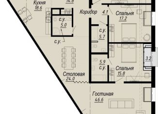 Трехкомнатная квартира на продажу, 188.4 м2, Санкт-Петербург, набережная реки Карповки, 27В, набережная реки Карповки