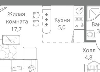 Продажа квартиры студии, 31.2 м2, Москва