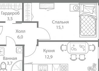 Продаю однокомнатную квартиру, 41.2 м2, Москва, станция Немчиновка