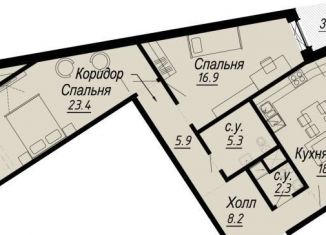Продажа двухкомнатной квартиры, 83.1 м2, Санкт-Петербург, набережная реки Карповки, 27В, метро Чкаловская