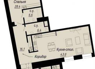 Продажа двухкомнатной квартиры, 141.8 м2, Санкт-Петербург, набережная реки Карповки, 27В, набережная реки Карповки