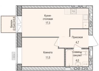 1-ком. квартира на продажу, 37.5 м2, село Первомайский, жилой комплекс Санвилл, 5