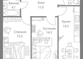 Продается 2-комнатная квартира, 62.3 м2, Москва, метро Молодёжная