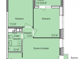 Продается 2-ком. квартира, 52.3 м2, Удмуртия