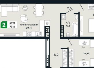 Продажа 2-комнатной квартиры, 73.8 м2, Верхняя Пышма, улица Бажова, 30А