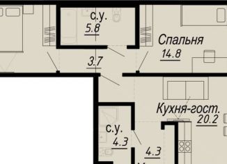 Продаю 2-комнатную квартиру, 71.6 м2, Санкт-Петербург, набережная реки Карповки, 27В
