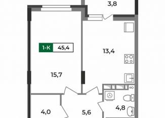 Продаю 1-ком. квартиру, 45.4 м2, Ковров, улица Зои Космодемьянской, 28/1