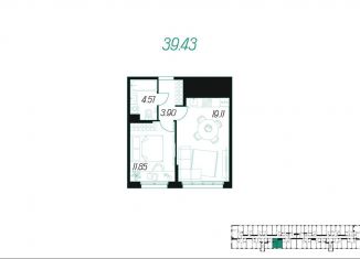Продажа однокомнатной квартиры, 39.4 м2, Тульская область
