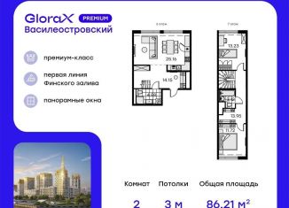 Продаю двухкомнатную квартиру, 86.2 м2, Санкт-Петербург, муниципальный округ Морской