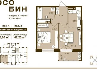Продажа двухкомнатной квартиры, 42.2 м2, Брянск