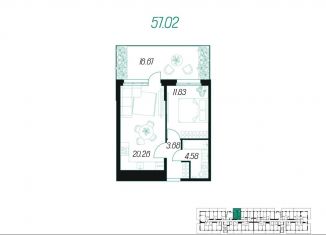 Продам однокомнатную квартиру, 57 м2, Тульская область