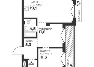 1-комнатная квартира на продажу, 54.6 м2, Челябинская область