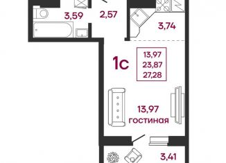 Продам квартиру студию, 27.3 м2, Пензенская область, улица Баталина, 31