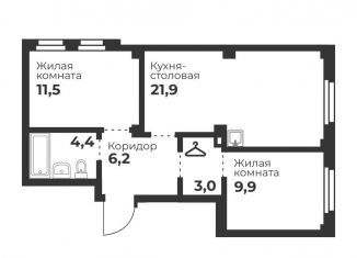 Продаю 2-комнатную квартиру, 56.9 м2, Челябинск