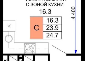 1-комнатная квартира на продажу, 24.7 м2, Краснодар