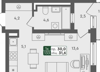 Продаю квартиру студию, 31.6 м2, Омская область