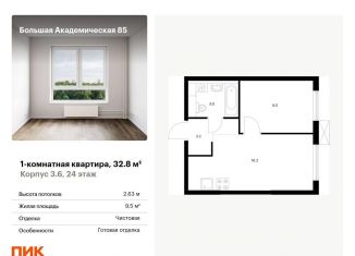 Продаю однокомнатную квартиру, 32.8 м2, Москва, САО