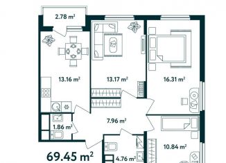 Продам 3-комнатную квартиру, 69.5 м2, поселок Мещерино