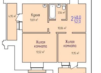 Продается двухкомнатная квартира, 51.4 м2, Амурская область, улица Горького, 195