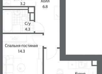 1-комнатная квартира на продажу, 40.1 м2, Москва, метро Коломенская, жилой комплекс Нагатино Ай-Ленд, к1