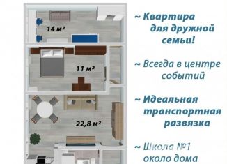Продам трехкомнатную квартиру, 55.6 м2, Иркутская область, улица Подбельского, 11А