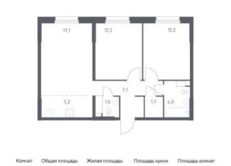 Продается двухкомнатная квартира, 61.1 м2, Москва, жилой комплекс Эко Бунино, 14.2