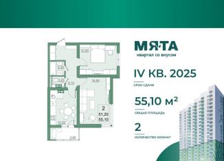 Продается 2-комнатная квартира, 51.2 м2, Саратов, проспект Героев Отечества, 3