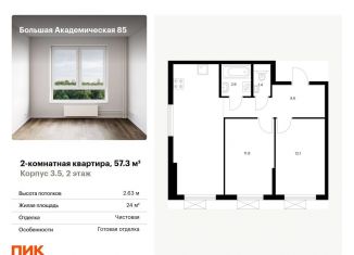 Двухкомнатная квартира на продажу, 57.3 м2, Москва, жилой комплекс Большая Академическая 85, к3.6
