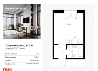 Продам квартиру студию, 24.3 м2, Санкт-Петербург, жилой комплекс Лермонтовский 54, к 2.1