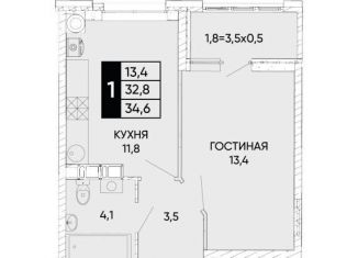 Продам однокомнатную квартиру, 34 м2, Ростовская область