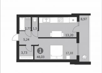 Продажа однокомнатной квартиры, 48 м2, Смоленская область